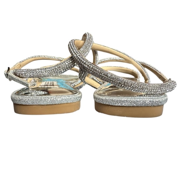 NEW Badgley Mischka Women's Ivie Flat Sandal in Silver Crystal - Size 8 - Picture 6 of 8